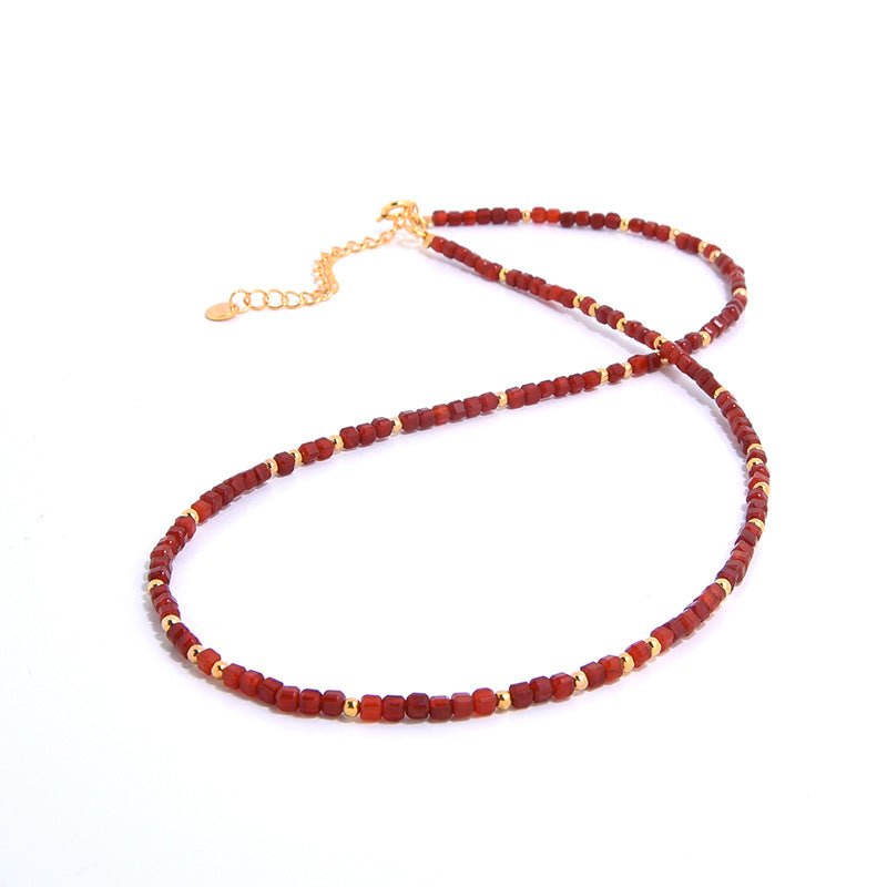New Year Red Agate 925 Silver Gold - Plated Necklace - floysun