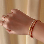 New Year Red Agate Beaded Bracelet - floysun