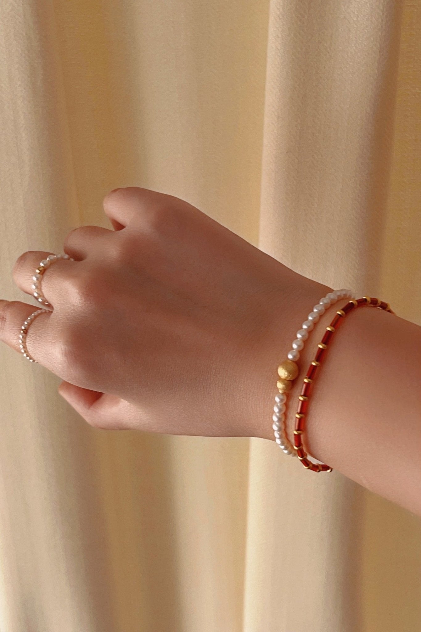 New Year Red Agate Beaded Bracelet - floysun