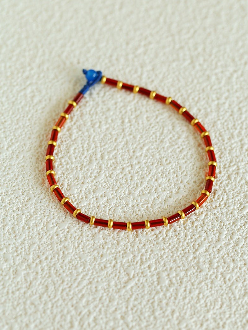 New Year Red Agate Beaded Bracelet - floysun