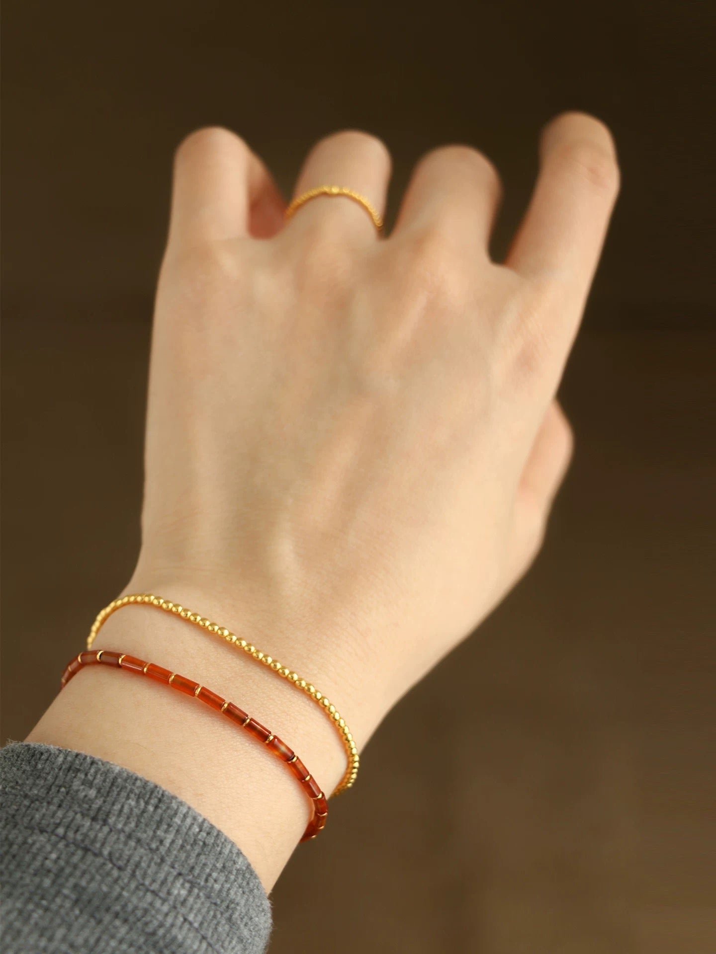 New Year Red Agate Beaded Bracelet - floysun