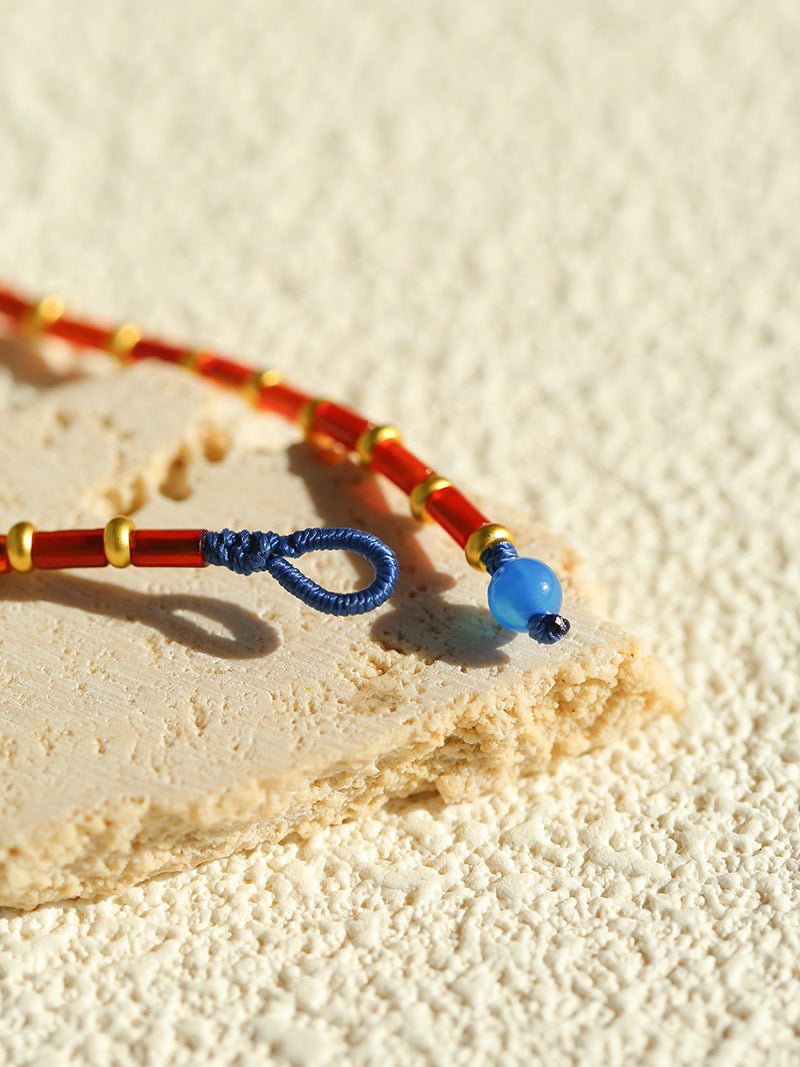 New Year Red Agate Beaded Bracelet - floysun