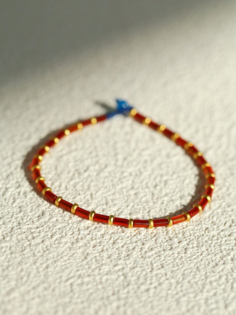New Year Red Agate Beaded Bracelet - floysun