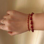 New Year Red Agate Beaded Bracelet - floysun