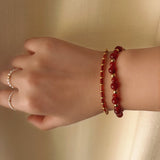 New Year Red Agate Beaded Bracelet - floysun