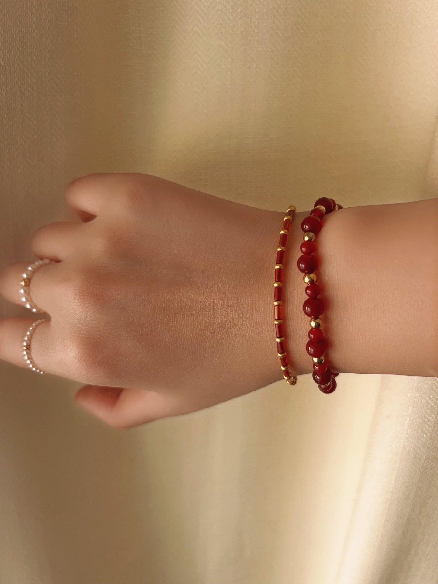 New Year Red Agate Beaded Bracelet - floysun