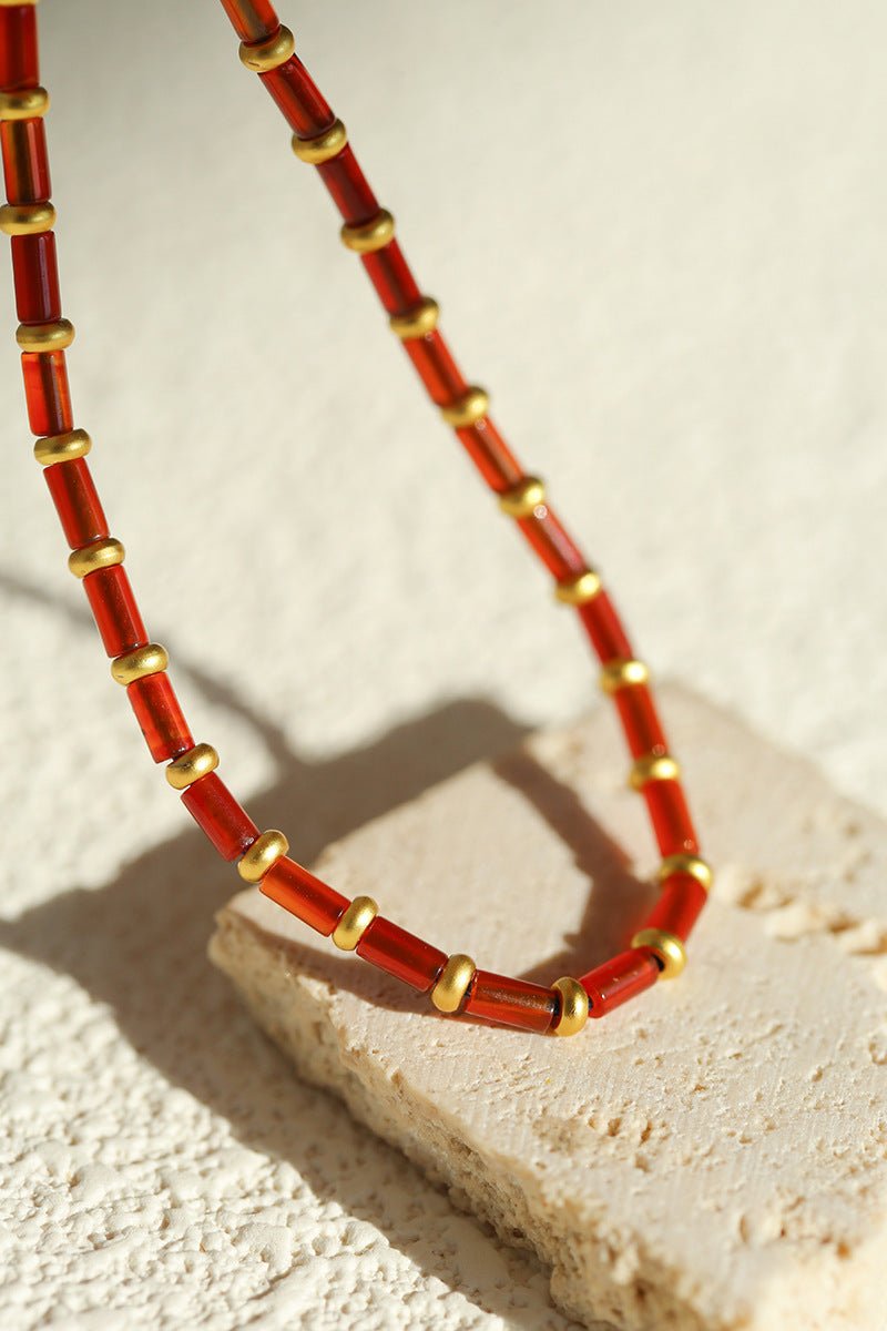 New Year Red Agate Beaded Bracelet - floysun