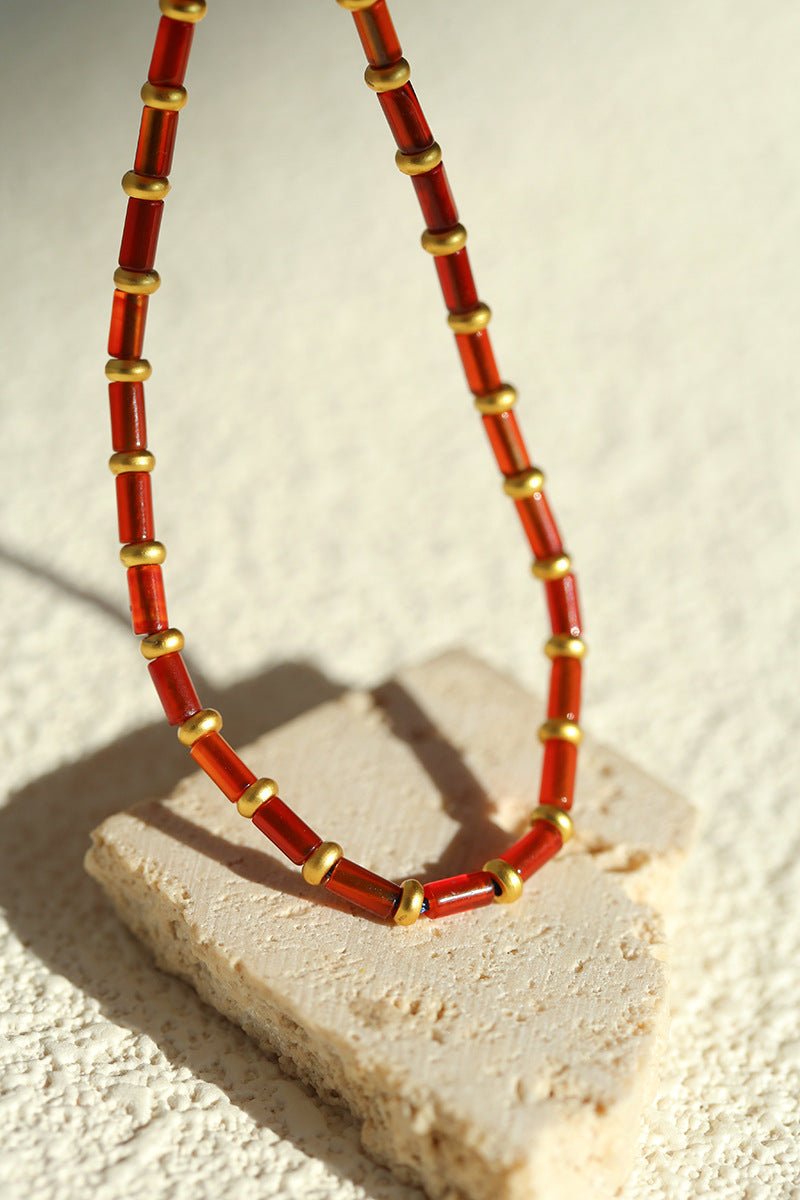 New Year Red Agate Beaded Bracelet - floysun