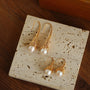 Niche Drop - shaped Agate Texture Ear Hook Earrings - floysun