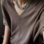 Niche Luxury Double Layer Natural Amazonite Beaded Necklace - floysun