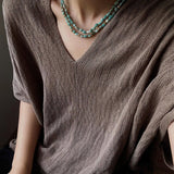 Niche Luxury Double Layer Natural Amazonite Beaded Necklace - floysun