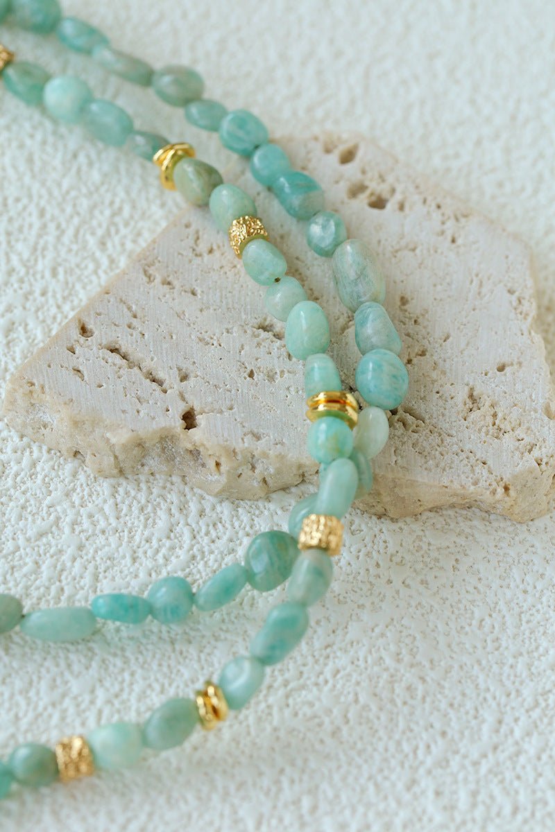 Niche Luxury Double Layer Natural Amazonite Beaded Necklace - floysun