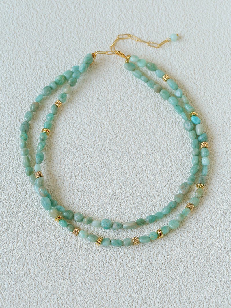 Niche Luxury Double Layer Natural Amazonite Beaded Necklace - floysun