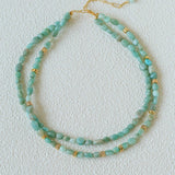 Niche Luxury Double Layer Natural Amazonite Beaded Necklace - floysun