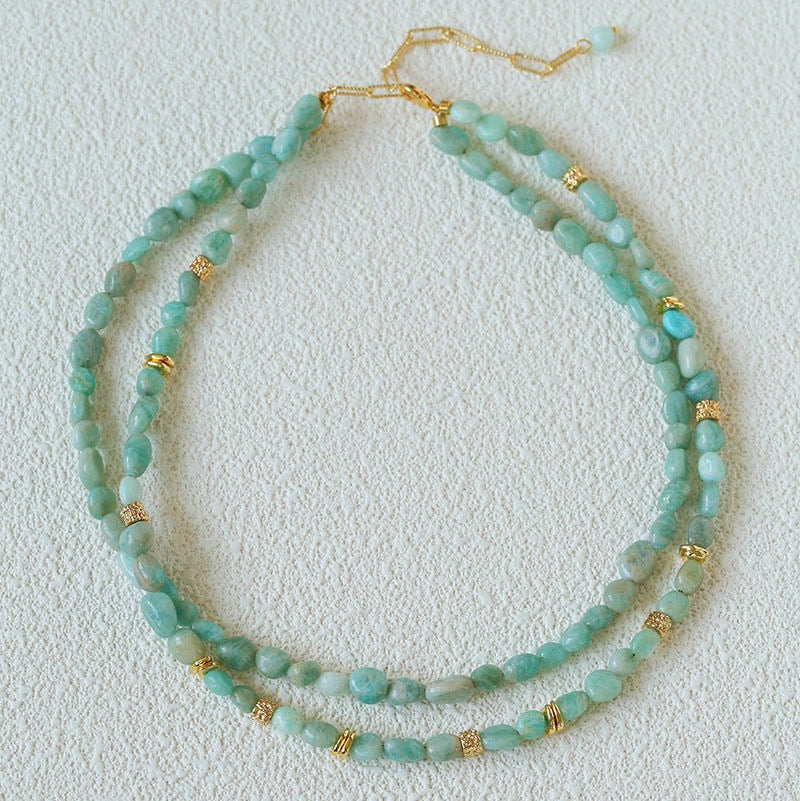 Niche Luxury Double Layer Natural Amazonite Beaded Necklace - floysun