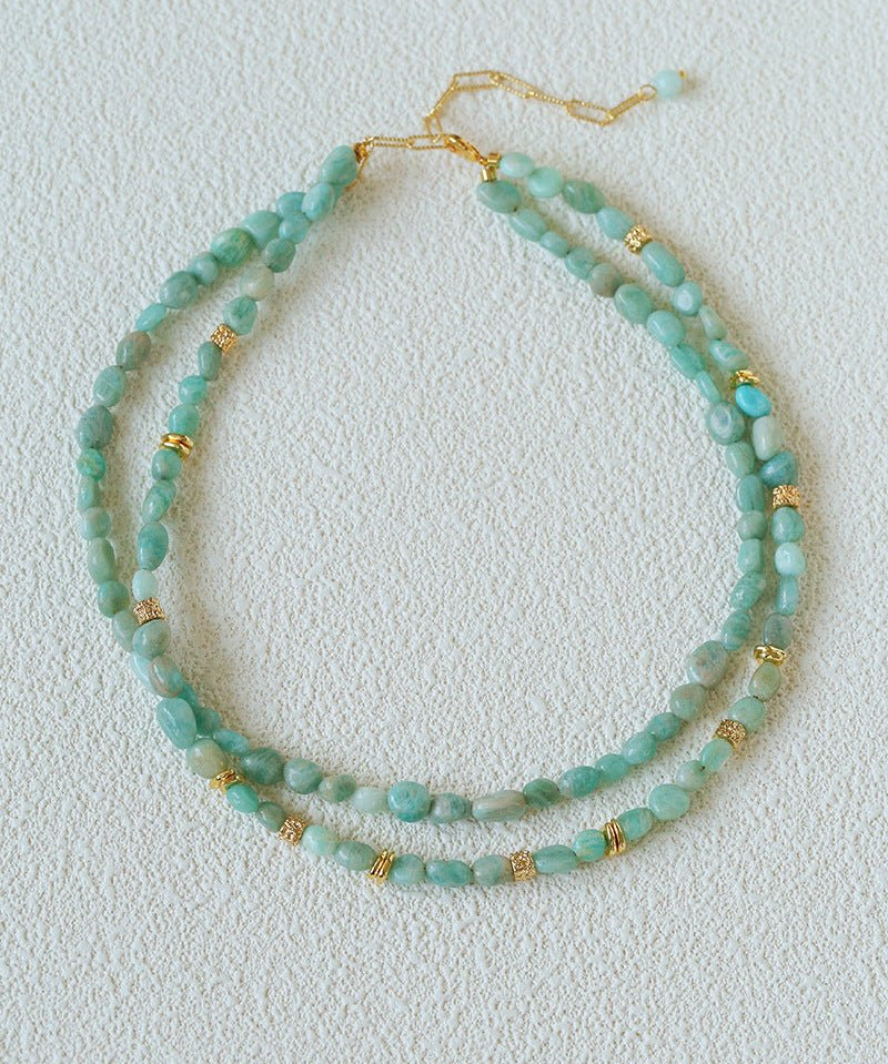 Niche Luxury Double Layer Natural Amazonite Beaded Necklace - floysun
