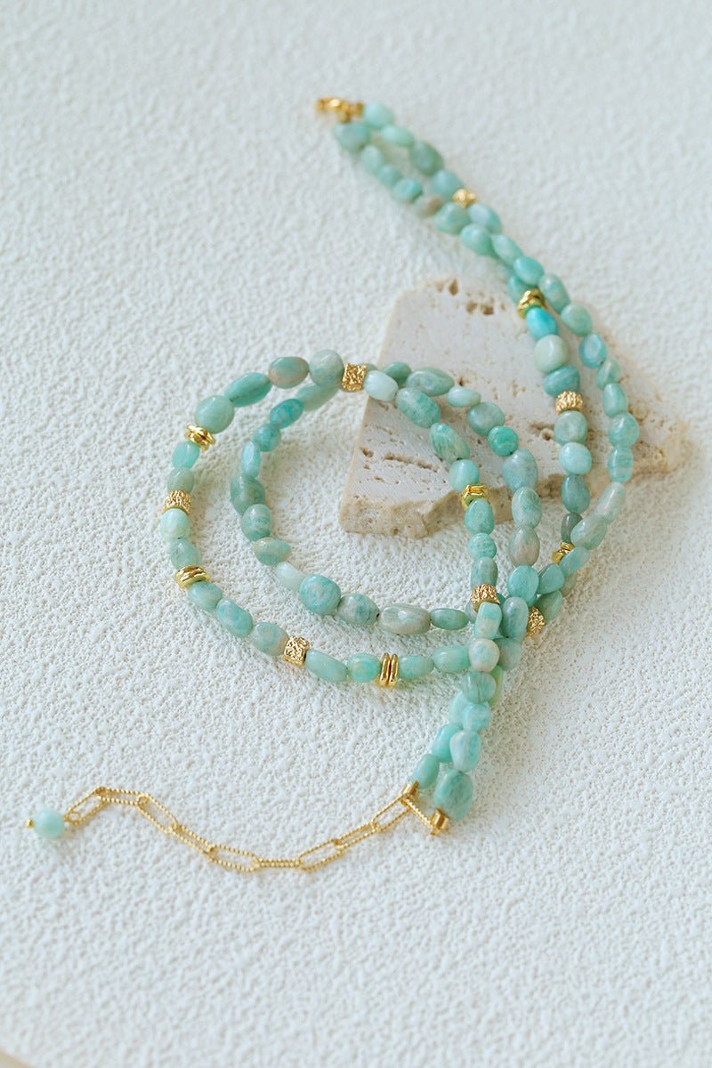 Niche Luxury Double Layer Natural Amazonite Beaded Necklace - floysun