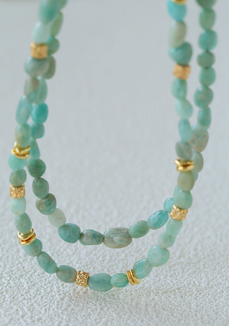 Niche Luxury Double Layer Natural Amazonite Beaded Necklace - floysun