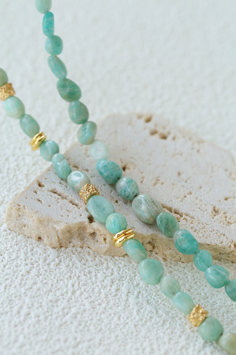 Niche Luxury Double Layer Natural Amazonite Beaded Necklace - floysun