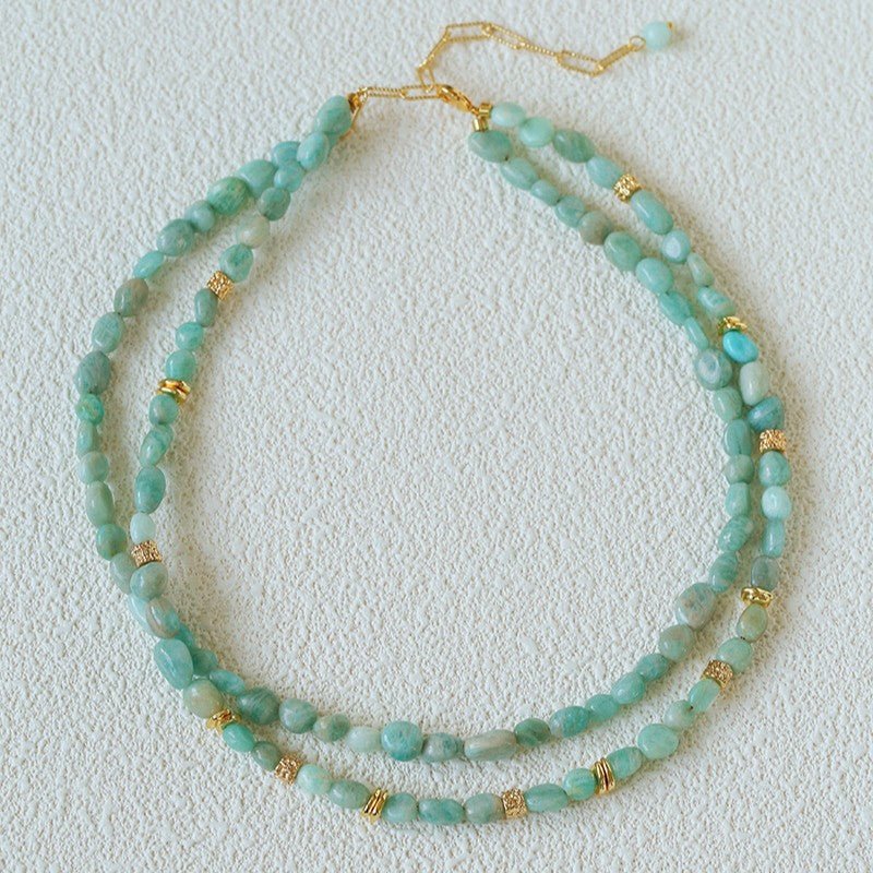 Niche Luxury Double Layer Natural Amazonite Beaded Necklace - floysun