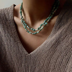 Niche Luxury Double Layer Natural Amazonite Beaded Necklace - floysun