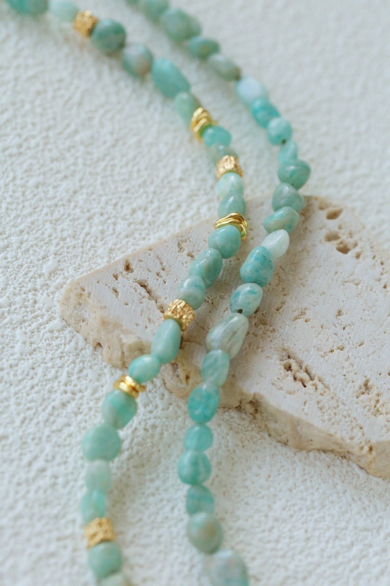 Niche Luxury Double Layer Natural Amazonite Beaded Necklace - floysun