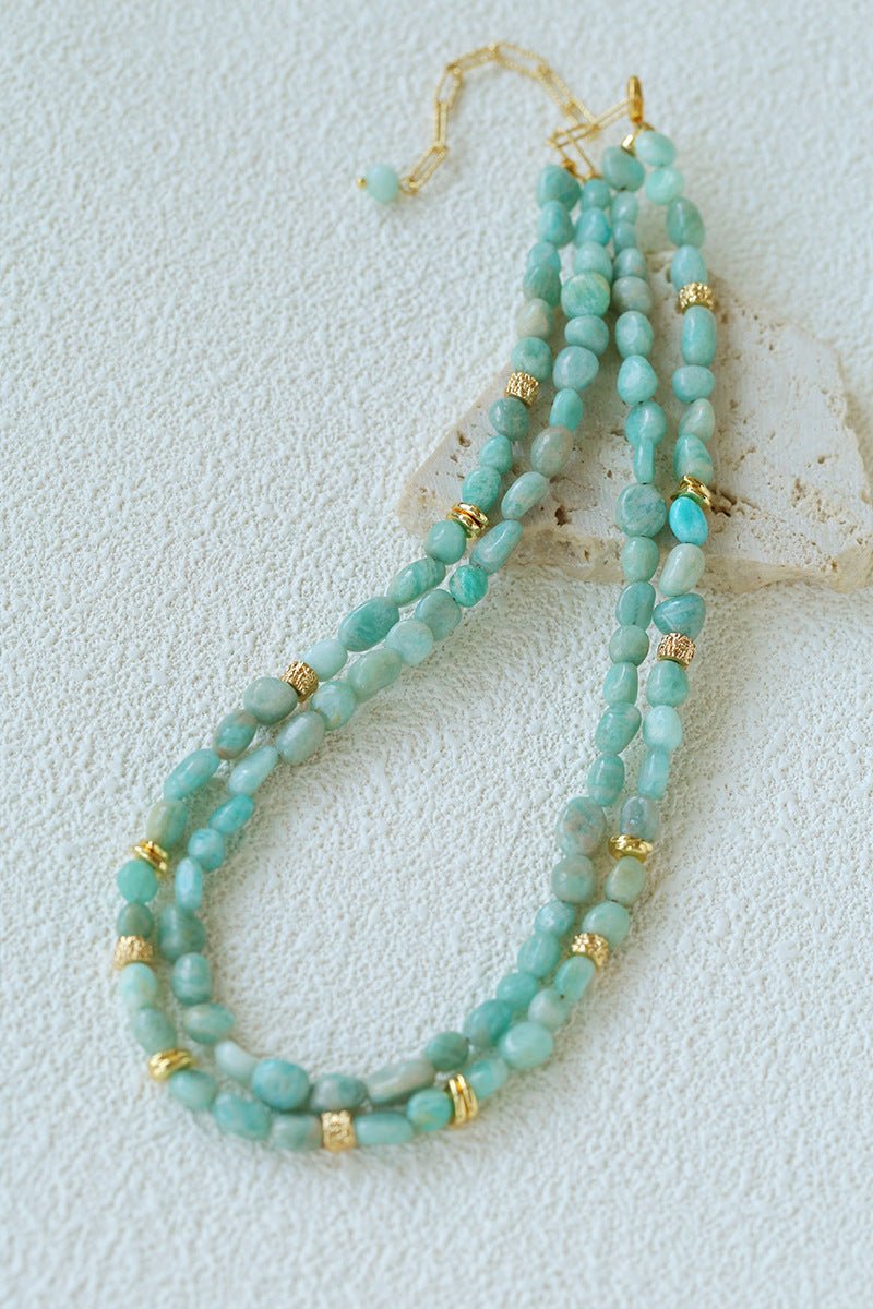 Niche Luxury Double Layer Natural Amazonite Beaded Necklace - floysun