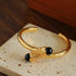 Niche Metal Wind Lava Water Drop Agate Open Bangle Bracelet - floysun