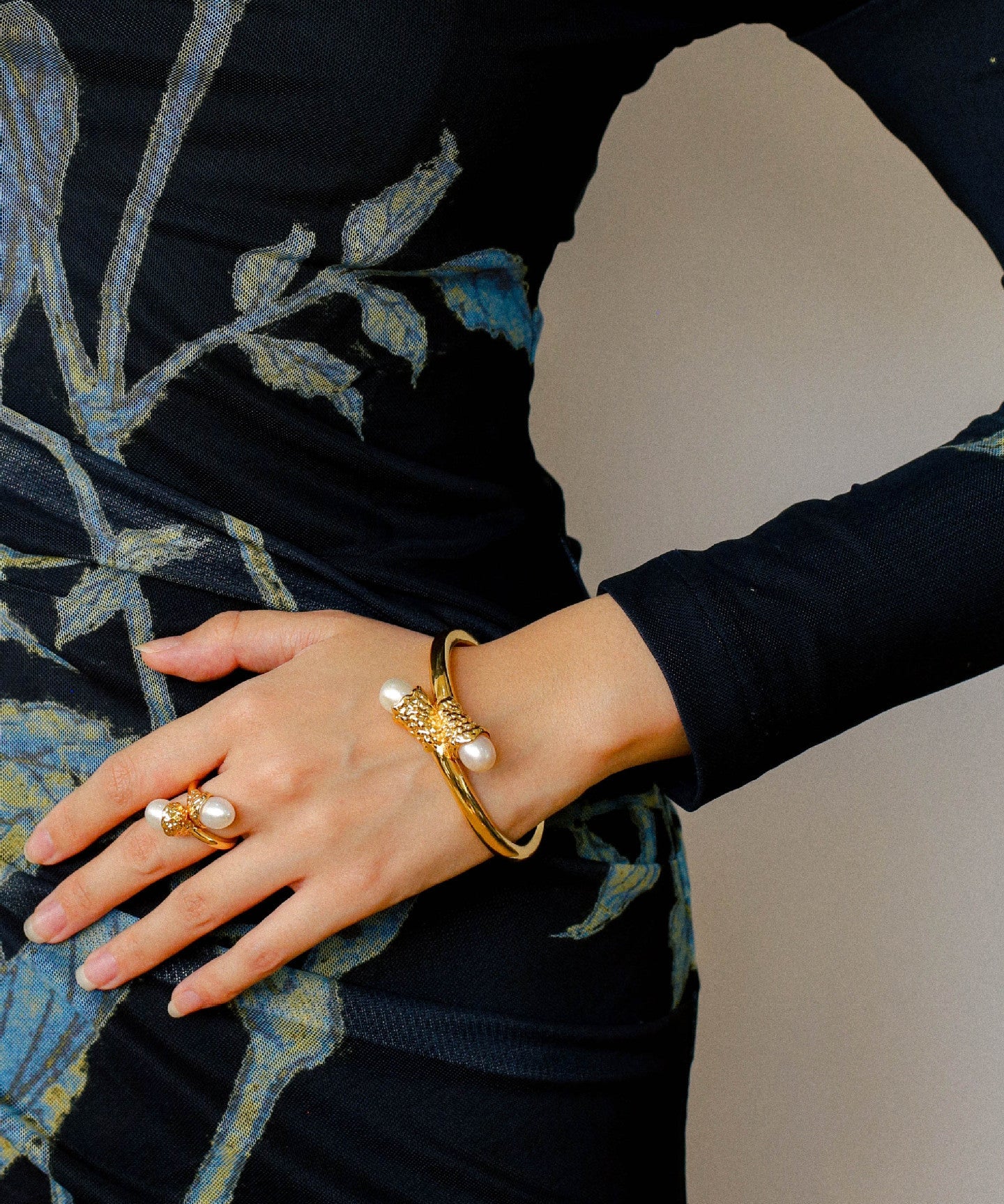 Niche Metal Wind Lava Water Drop Agate Open Ring - floysun