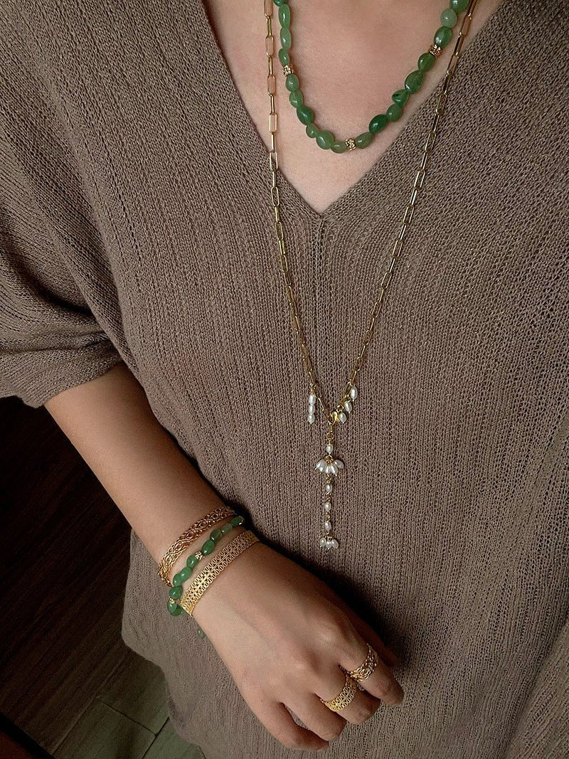 Niche Summer Beach Natural Aventurine Beaded Bracelet - floysun