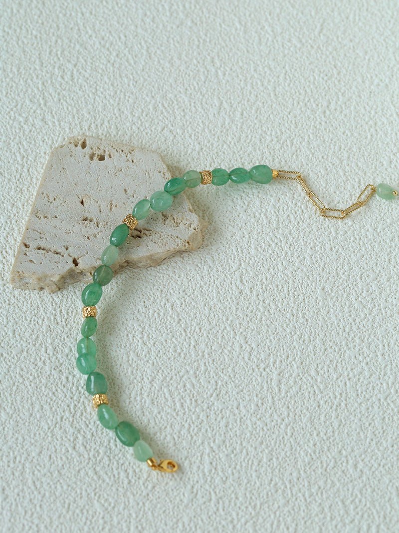 Niche Summer Beach Natural Sunstone Aventurine Beaded Bracelet - floysun