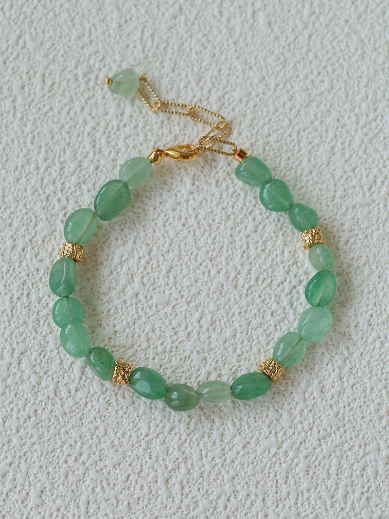 Niche Summer Beach Natural Sunstone Aventurine Beaded Bracelet - floysun