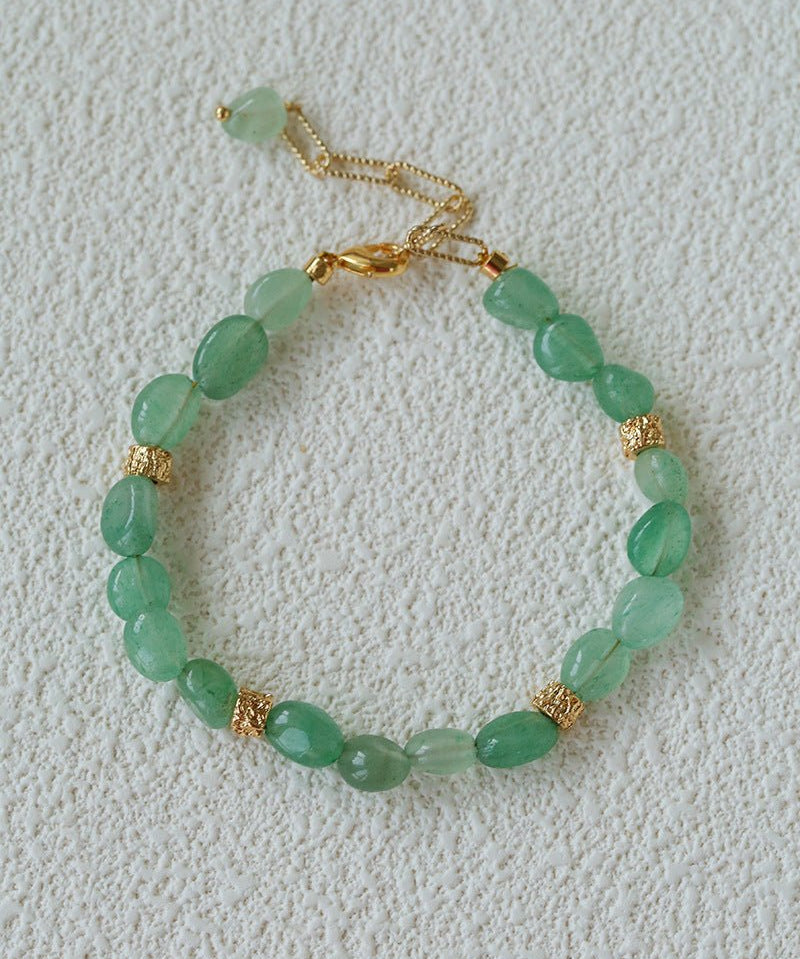 Niche Summer Beach Natural Sunstone Aventurine Beaded Bracelet - floysun