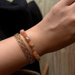Niche Summer Beach Natural Sunstone Aventurine Beaded Bracelet - floysun