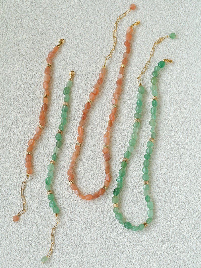Niche Summer Beach Natural Sunstone Aventurine Beaded Bracelet - floysun