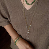 Niche Summer Beach Natural Sunstone Aventurine Beaded Bracelet - floysun