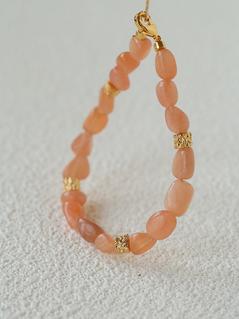 Niche Summer Beach Natural Sunstone Aventurine Beaded Bracelet - floysun