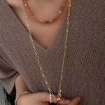 Niche Summer Beach Natural Sunstone Aventurine Beaded Bracelet - floysun