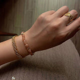 Niche Summer Beach Natural Sunstone Aventurine Beaded Bracelet - floysun