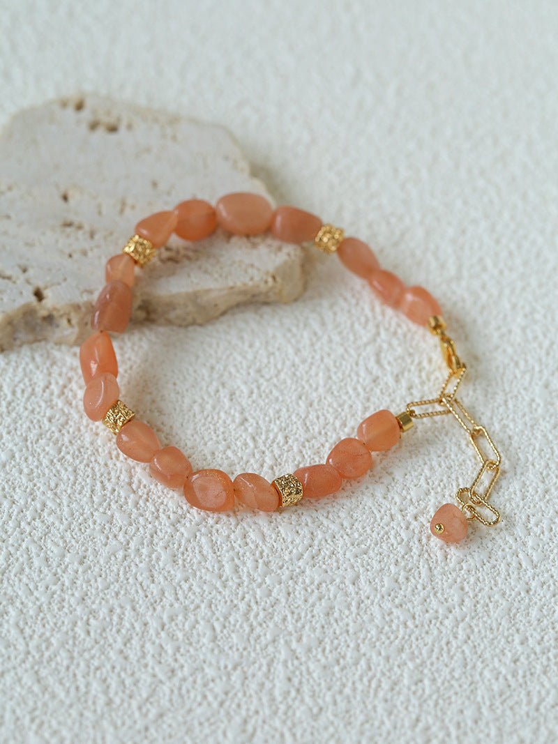 Niche Summer Beach Natural Sunstone Aventurine Beaded Bracelet - floysun