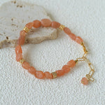 Niche Summer Beach Natural Sunstone Aventurine Beaded Bracelet - floysun