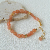 Niche Summer Beach Natural Sunstone Aventurine Beaded Bracelet - floysun