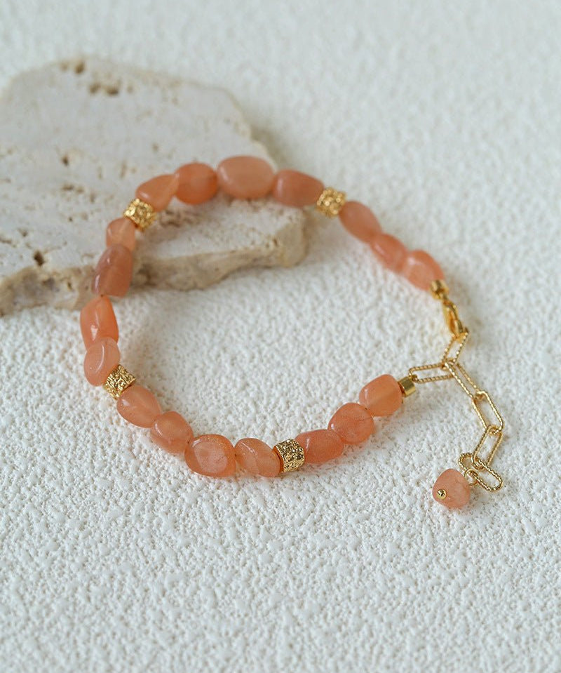 Niche Summer Beach Natural Sunstone Aventurine Beaded Bracelet - floysun