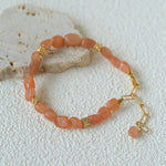 Niche Summer Beach Natural Sunstone Beaded Bracelet - floysun