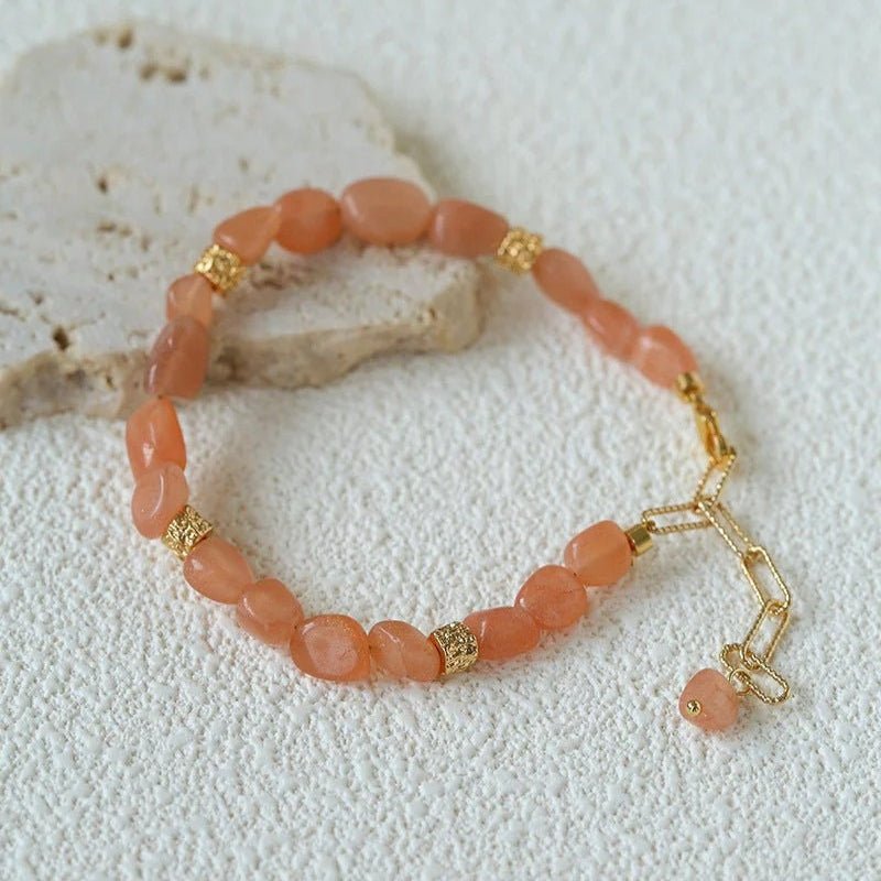 Niche Summer Beach Natural Sunstone Beaded Bracelet - floysun
