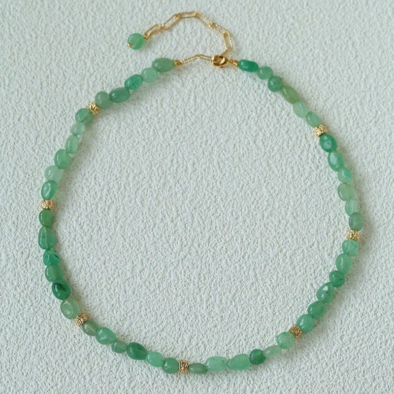 Niche Summer Beach Style Natural Aventurine Beaded Necklace - floysun