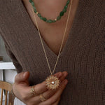 Niche Summer Beach Style Natural Sunstone Aventurine Beaded Necklace - floysun