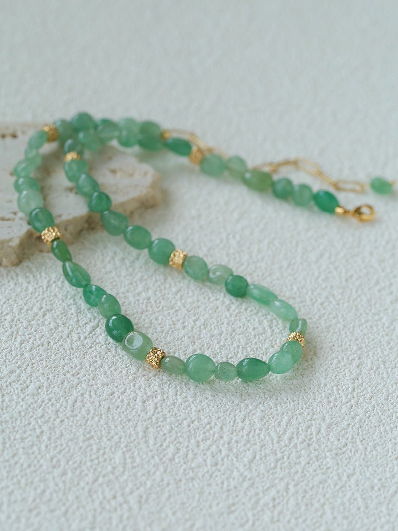 Niche Summer Beach Style Natural Sunstone Aventurine Beaded Necklace - floysun
