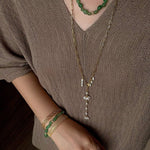 Niche Summer Beach Style Natural Sunstone Aventurine Beaded Necklace - floysun