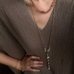 Niche Summer Beach Style Natural Sunstone Aventurine Beaded Necklace - floysun